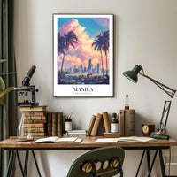 Manila Skyline at Sunset Cityscape Poster PosterGoat
