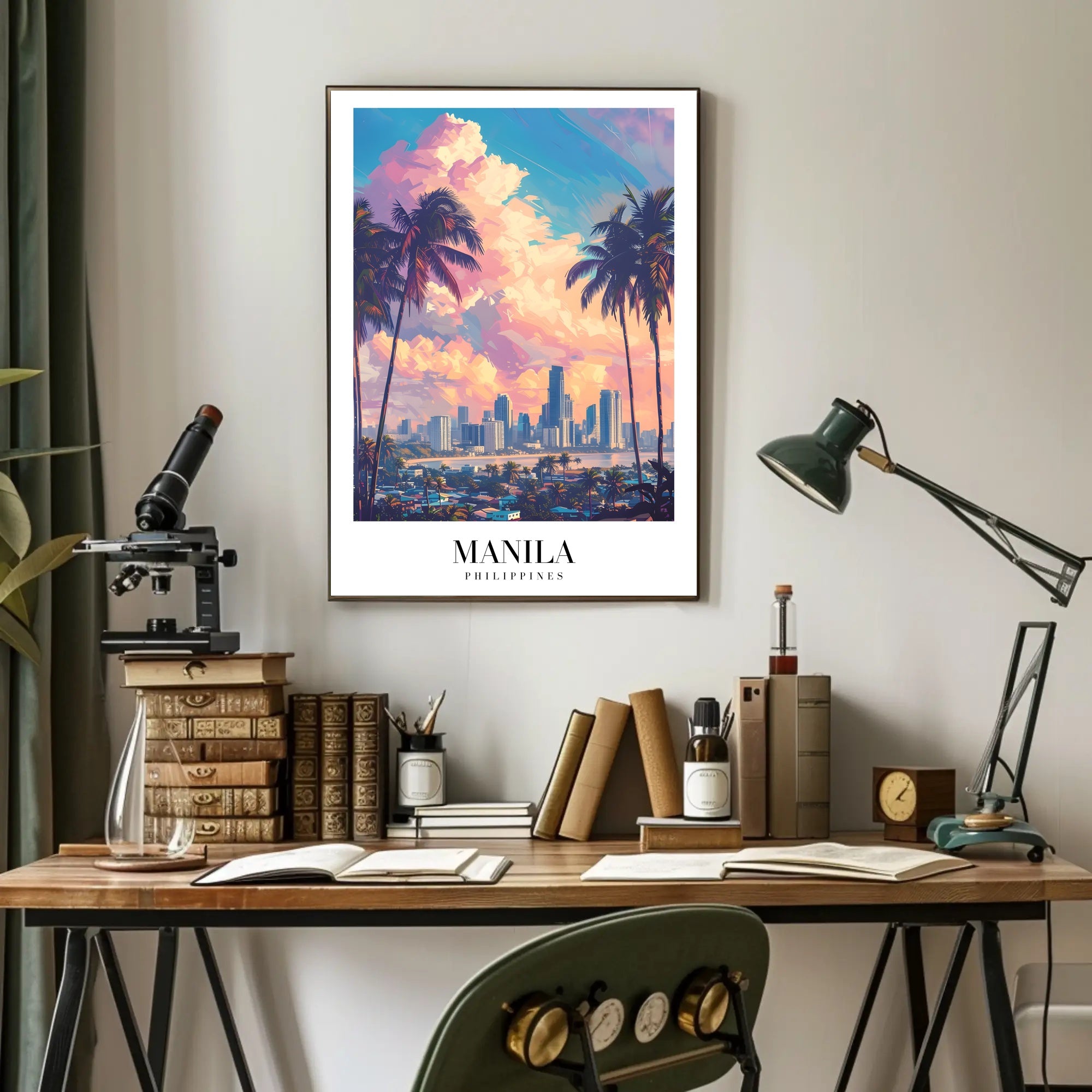 Manila Skyline at Sunset Cityscape Poster PosterGoat