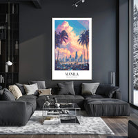 Manila Skyline at Sunset Cityscape Poster PosterGoat