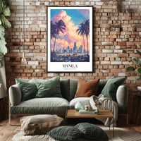 Manila Skyline at Sunset Cityscape Poster PosterGoat
