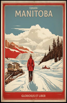 Manitoba Winter Vintage Landscape Travel Poster PosterGoat
