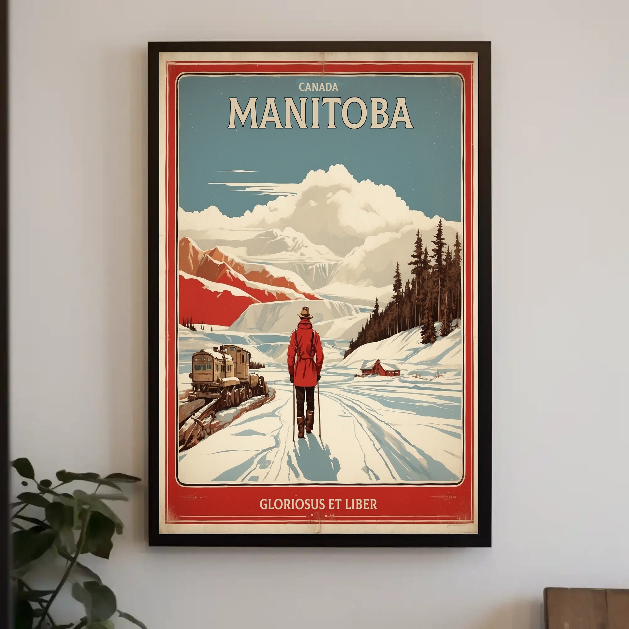Manitoba Winter Vintage Landscape Travel Poster PosterGoat