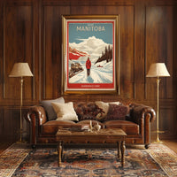 Manitoba Winter Vintage Landscape Travel Poster PosterGoat