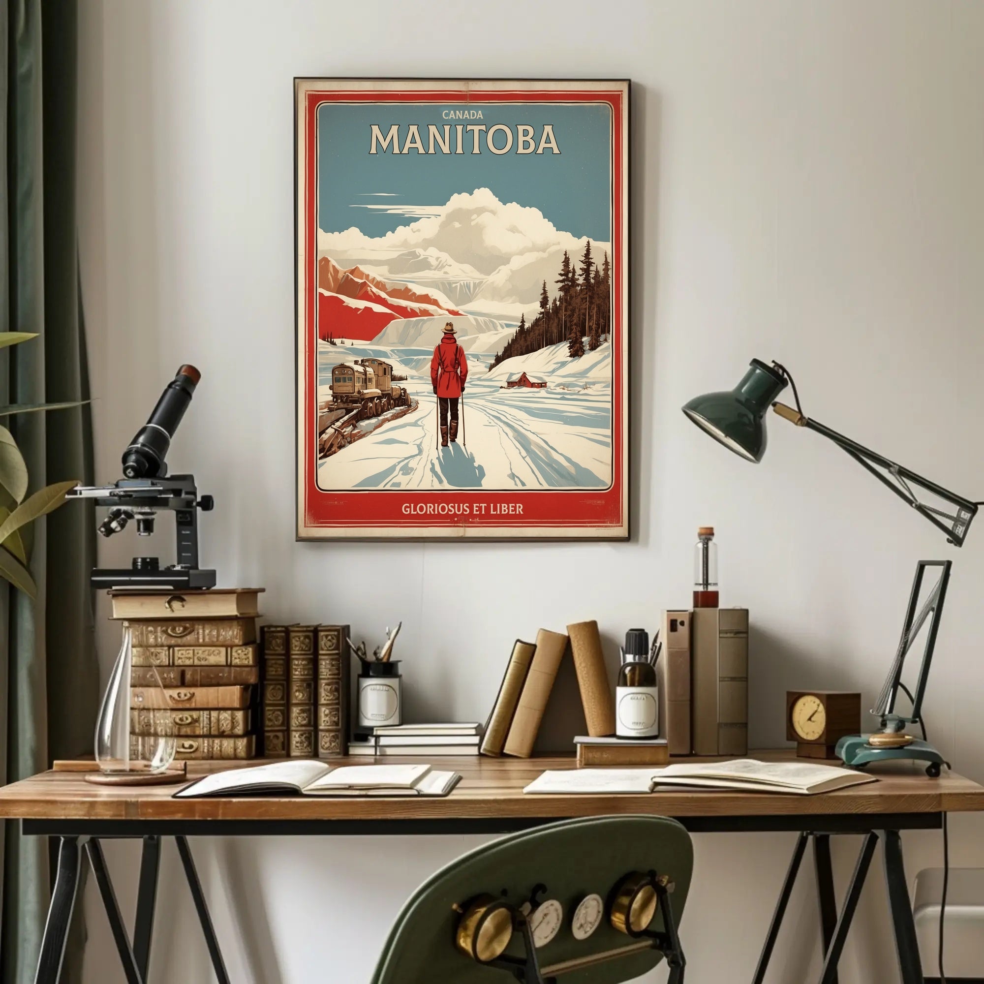 Manitoba Winter Vintage Landscape Travel Poster PosterGoat
