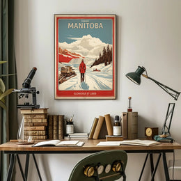 Manitoba Winter Vintage Landscape Travel Poster PosterGoat