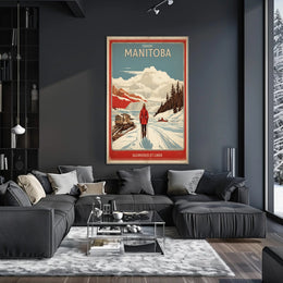 Manitoba Winter Vintage Landscape Travel Poster PosterGoat