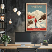 Manitoba Winter Vintage Landscape Travel Poster PosterGoat