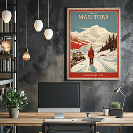Manitoba Winter Vintage Landscape Travel Poster PosterGoat