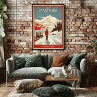 Manitoba Winter Vintage Landscape Travel Poster PosterGoat