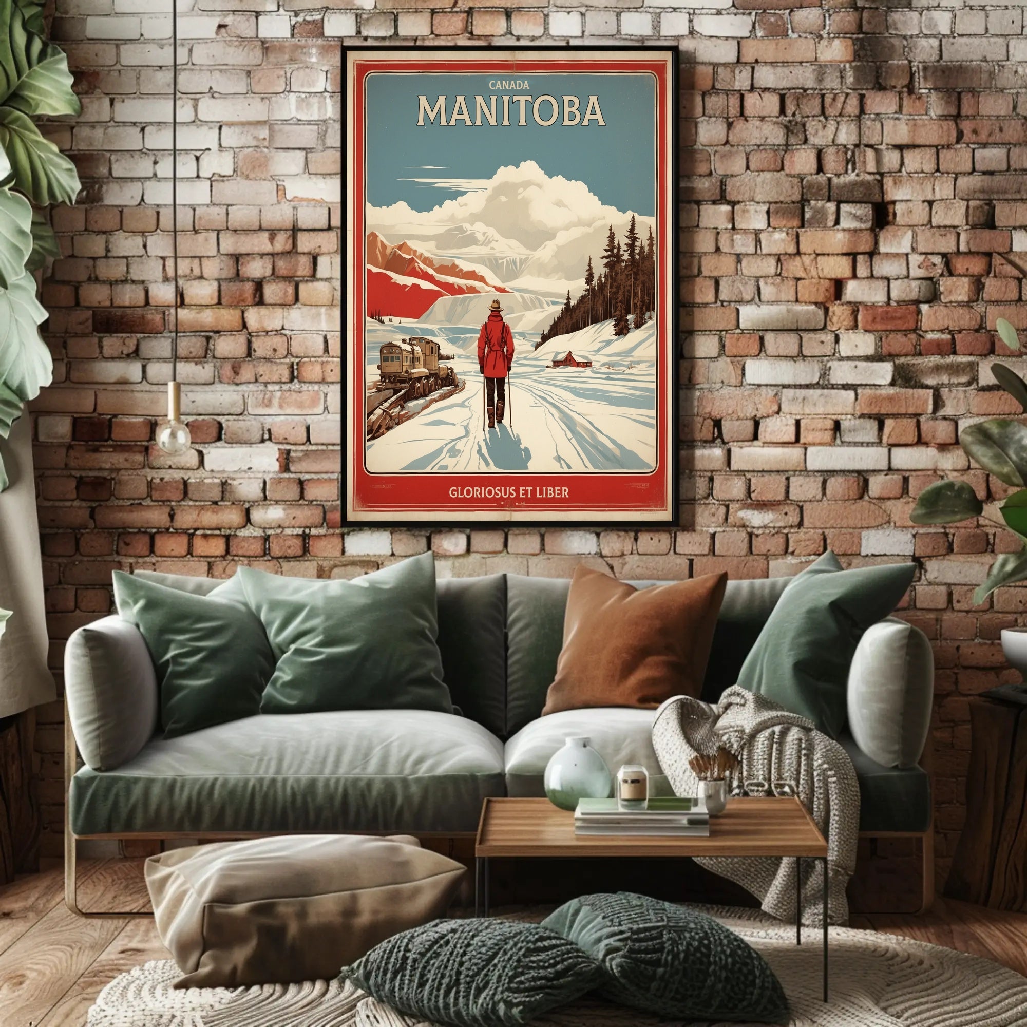 Manitoba Winter Vintage Landscape Travel Poster PosterGoat