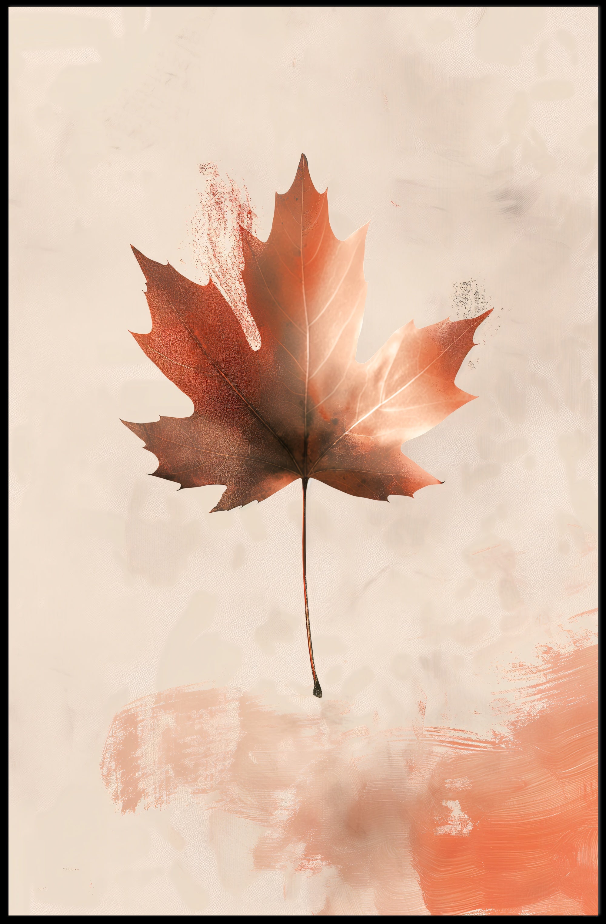 Maple Leaf Abstract Art: Serene Seasonal Autumn Poster PosterGoat