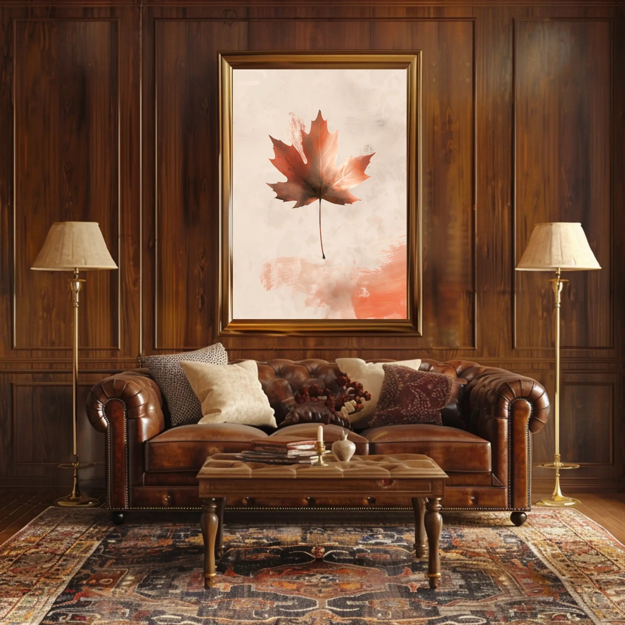 Maple Leaf Abstract Art: Serene Seasonal Autumn Poster PosterGoat