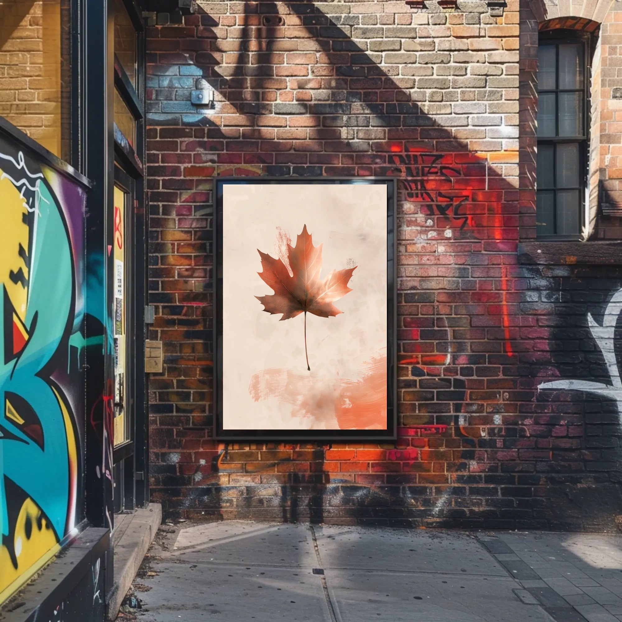 Maple Leaf Abstract Art: Serene Seasonal Autumn Poster PosterGoat