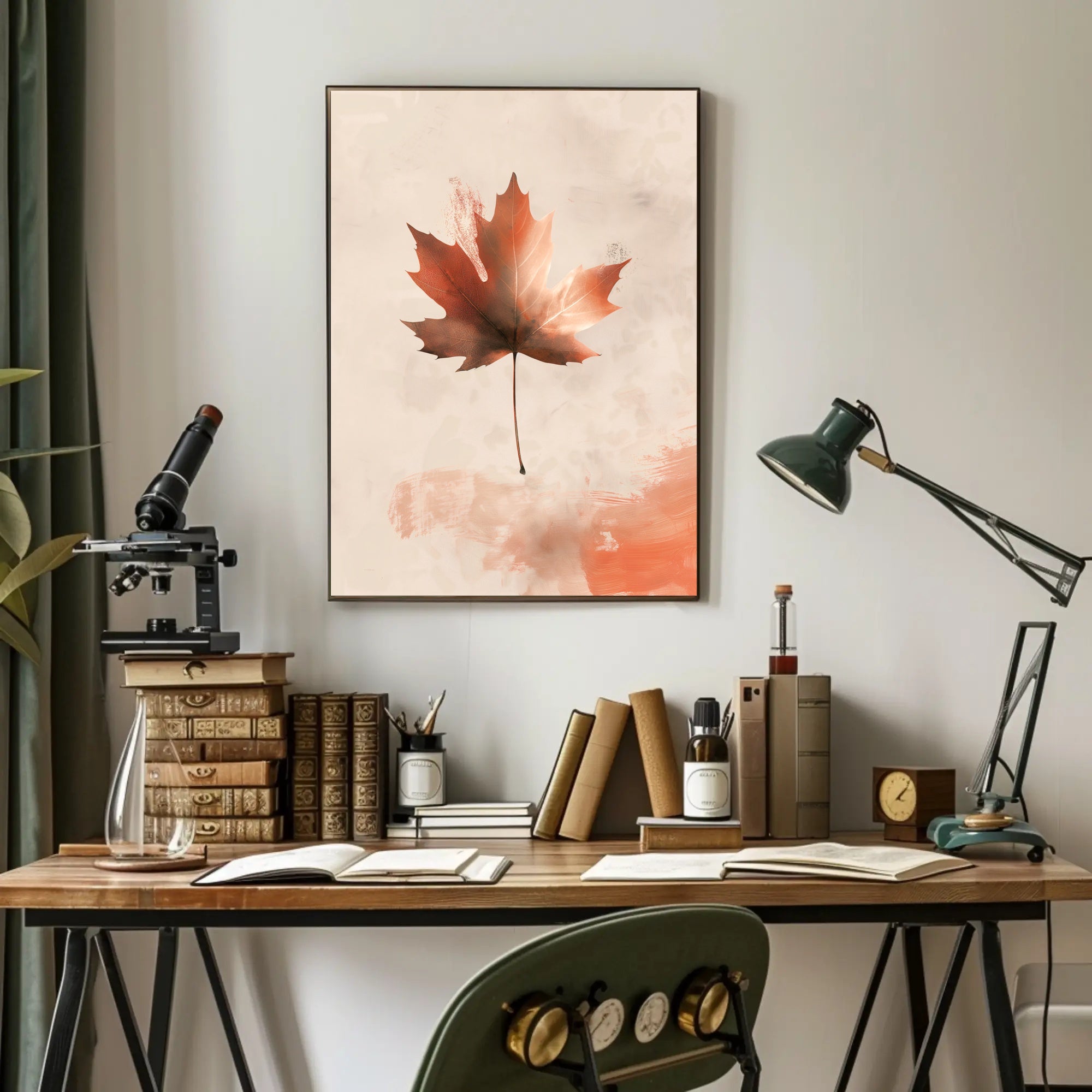Maple Leaf Abstract Art: Serene Seasonal Autumn Poster PosterGoat