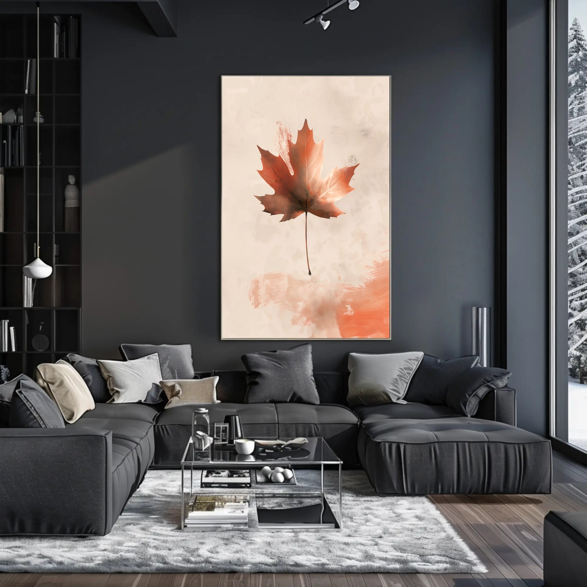 Maple Leaf Abstract Art: Serene Seasonal Autumn Poster PosterGoat