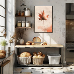 Maple Leaf Abstract Art: Serene Seasonal Autumn Poster PosterGoat