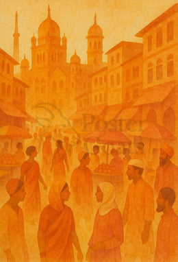 Market Vibrance: Cultural Heritage Scene Middle-Eastern Poster PosterGoat