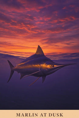 Marlin at Dusk Tranquil Ocean Scene Animal Poster PosterGoat