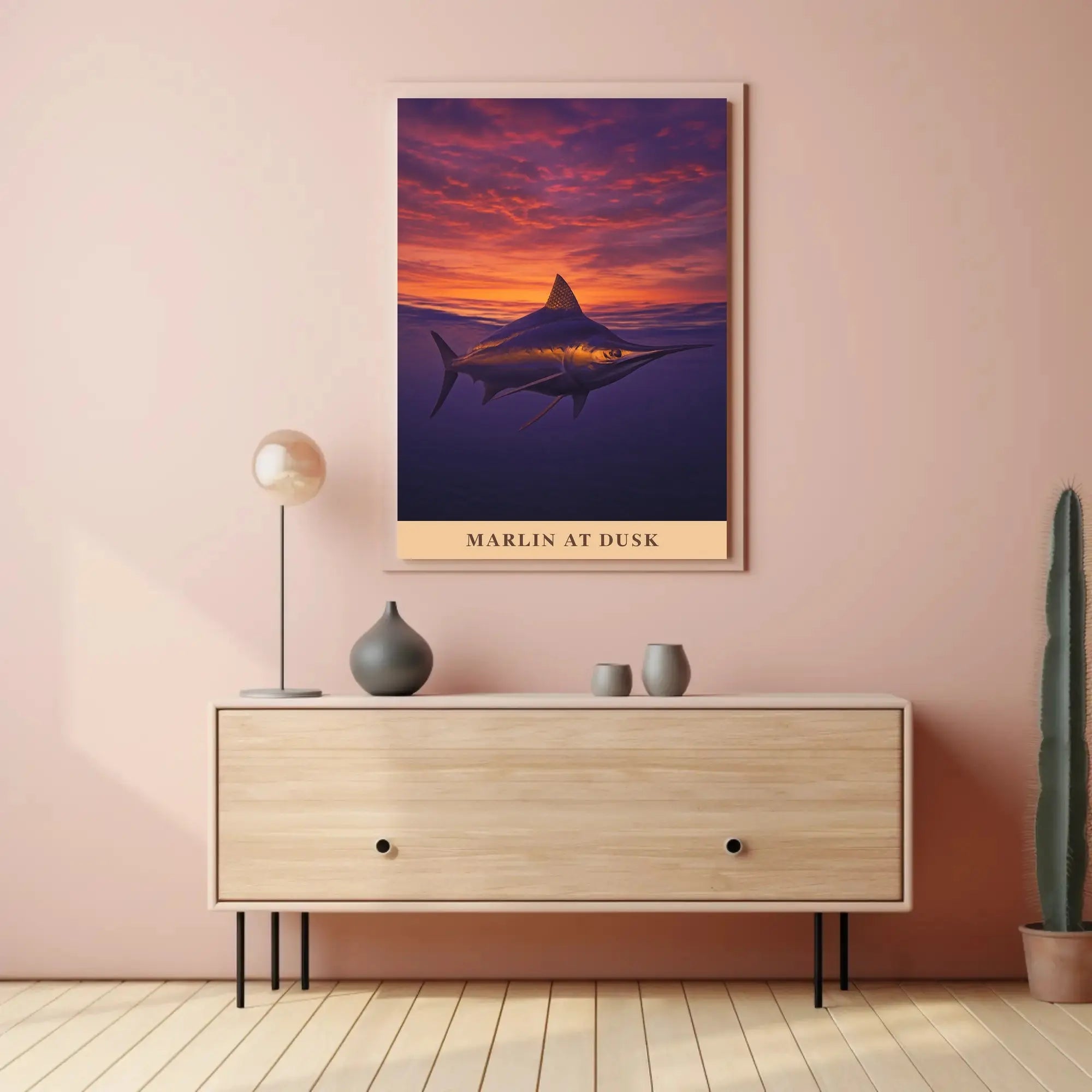 Marlin at Dusk Tranquil Ocean Scene Animal Poster PosterGoat