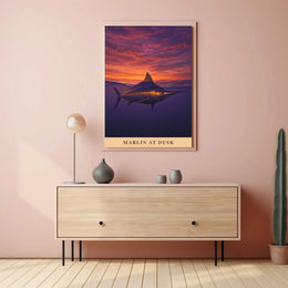 Marlin at Dusk Tranquil Ocean Scene Animal Poster PosterGoat