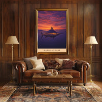 Marlin at Dusk Tranquil Ocean Scene Animal Poster PosterGoat