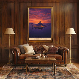 Marlin at Dusk Tranquil Ocean Scene Animal Poster PosterGoat