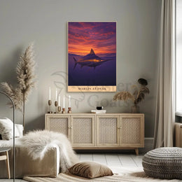 Marlin at Dusk Tranquil Ocean Scene Animal Poster PosterGoat