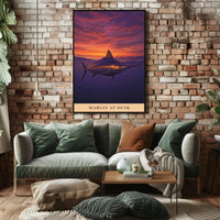 Marlin at Dusk Tranquil Ocean Scene Animal Poster PosterGoat