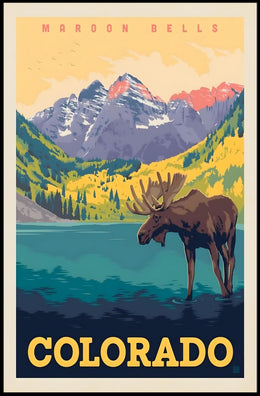 Maroon Bells Colorado Scenic View Travel Poster PosterGoat