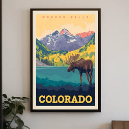 Maroon Bells Colorado Scenic View Travel Poster PosterGoat