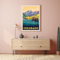 Maroon Bells Colorado Scenic View Travel Poster PosterGoat
