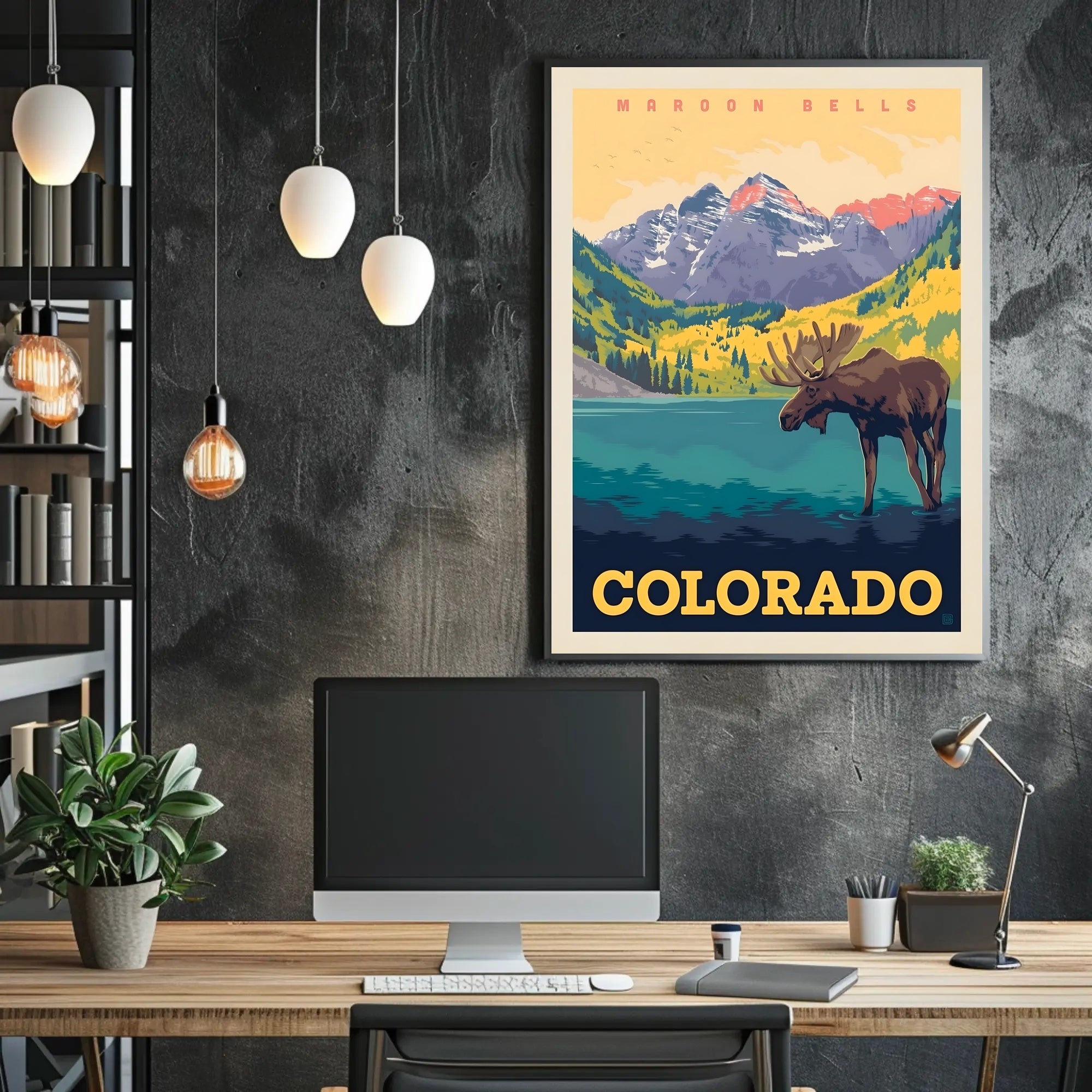 Maroon Bells Colorado Scenic View Travel Poster PosterGoat