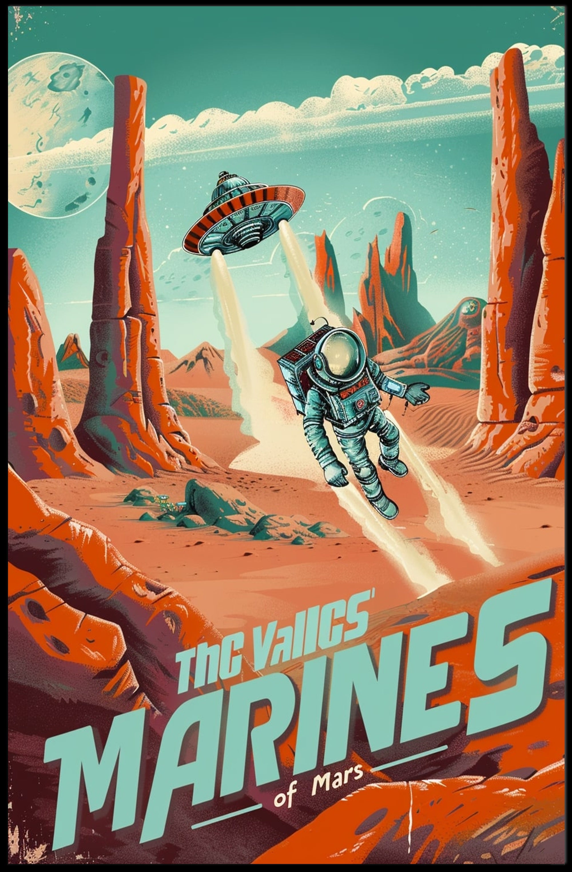 Mars Exploration: Retro Sci-Fi Adventure Vintage Futuristic Sci-Fi Poster PosterGoat
