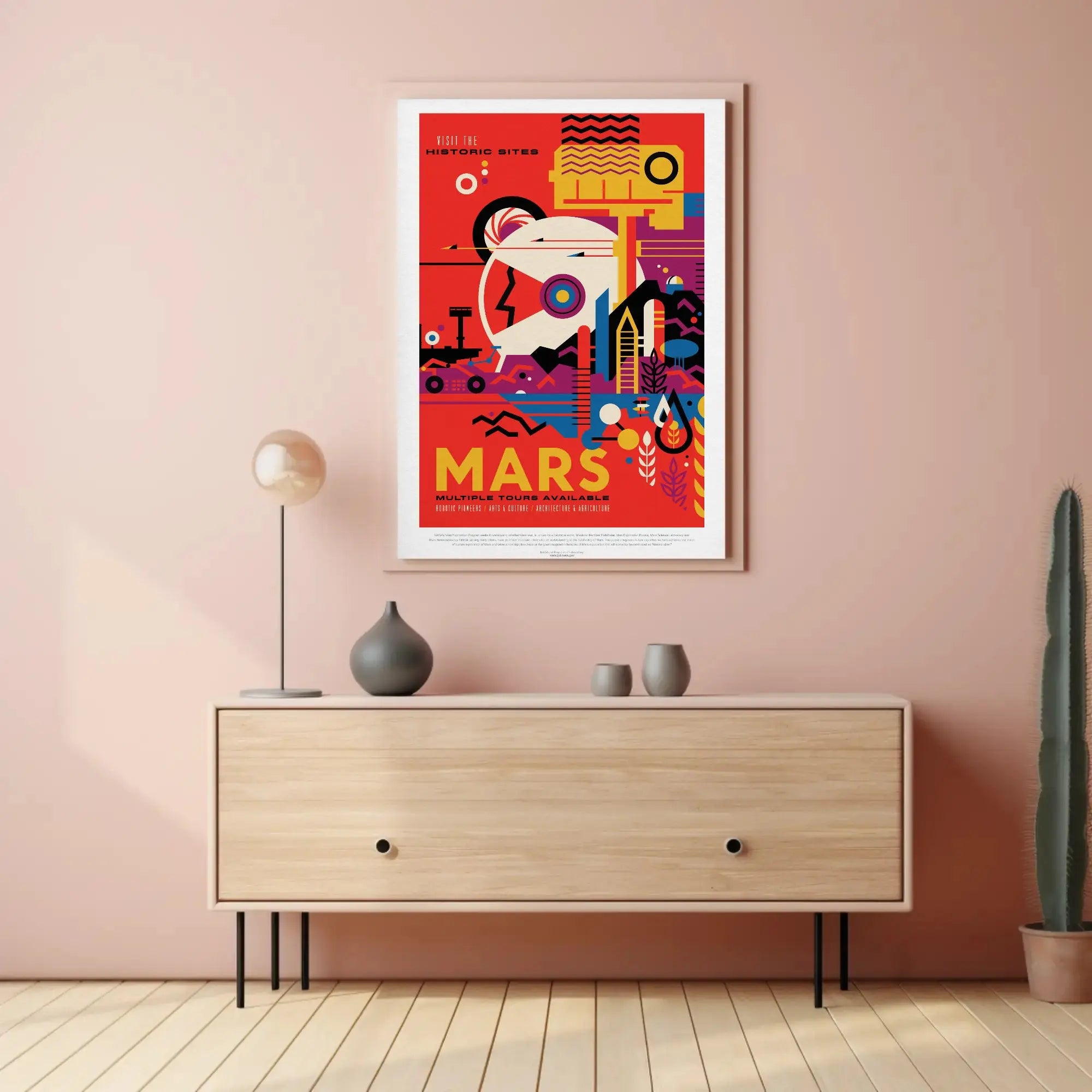 Mars Historic Sites Futuristic Sci-Fi Travel Poster PosterGoat