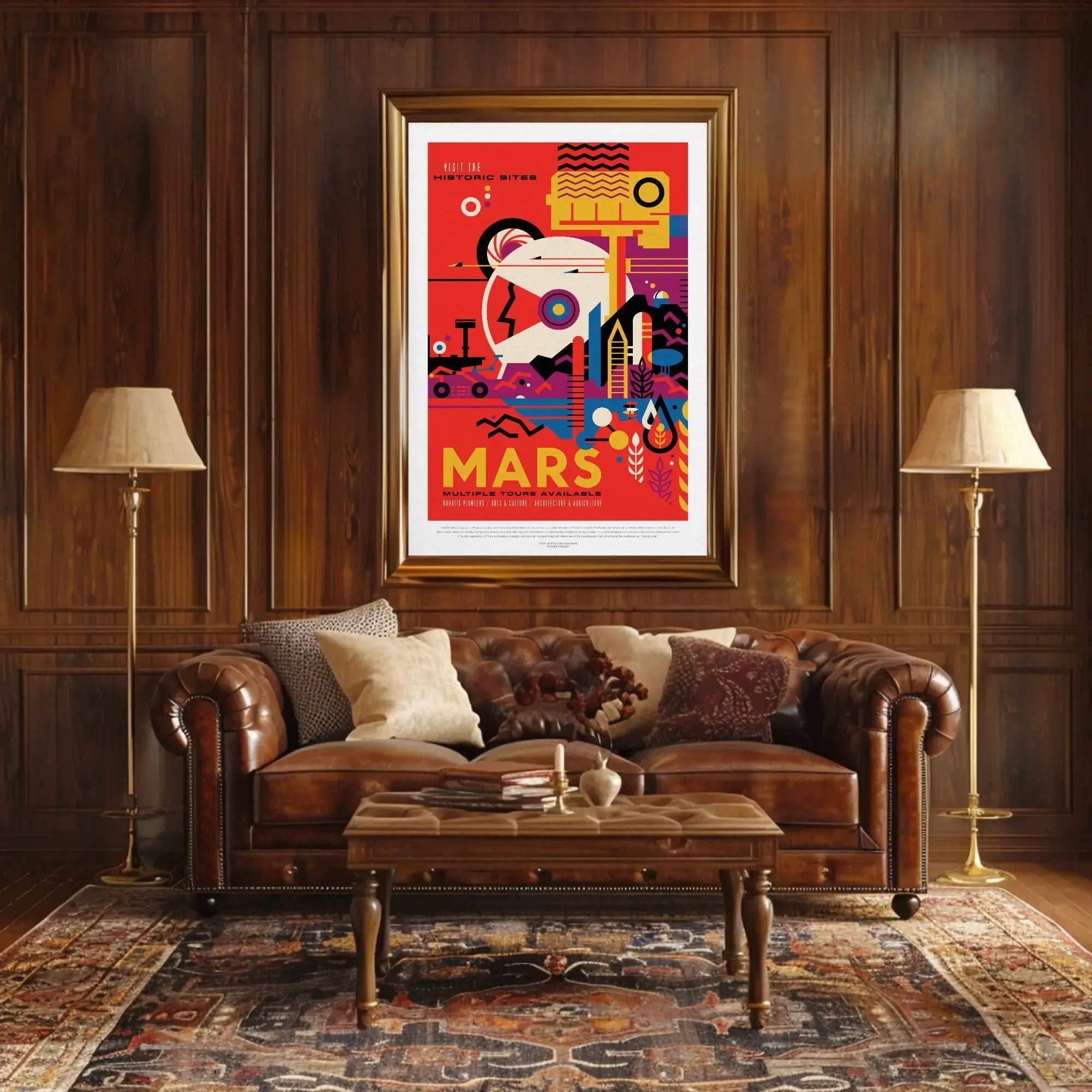 Mars Historic Sites Futuristic Sci-Fi Travel Poster PosterGoat
