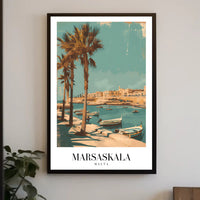 Marsaskala Marina Scene: Tranquil Vintage Travel Poster PosterGoat