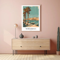 Marsaskala Marina Scene: Tranquil Vintage Travel Poster PosterGoat