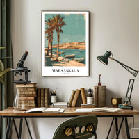 Marsaskala Marina Scene: Tranquil Vintage Travel Poster PosterGoat
