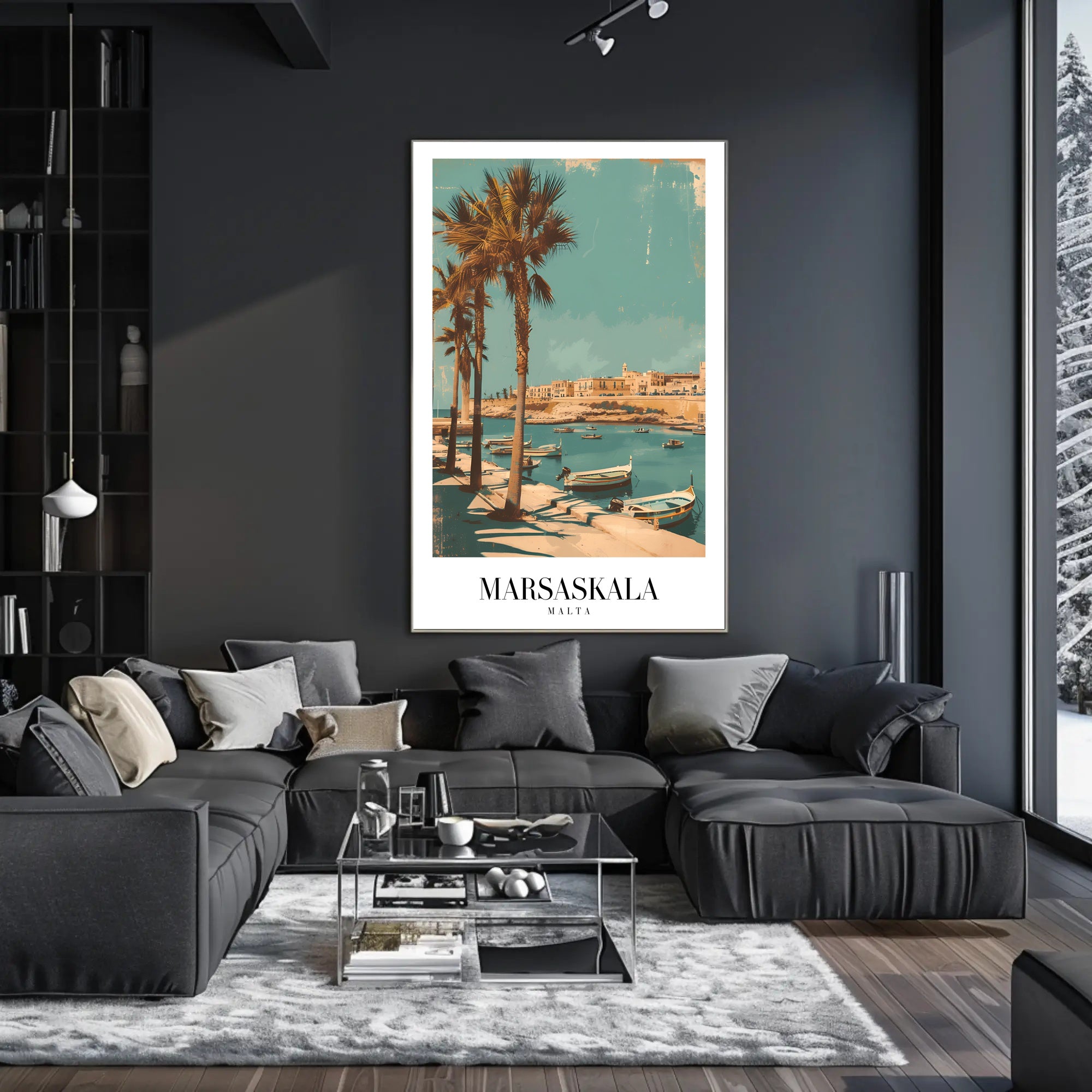 Marsaskala Marina Scene: Tranquil Vintage Travel Poster PosterGoat