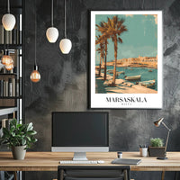 Marsaskala Marina Scene: Tranquil Vintage Travel Poster PosterGoat