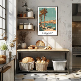 Marsaskala Marina Scene: Tranquil Vintage Travel Poster PosterGoat