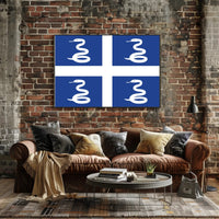 Martinique Emblem Flag Serpent Design Country Flag Poster PosterGoat