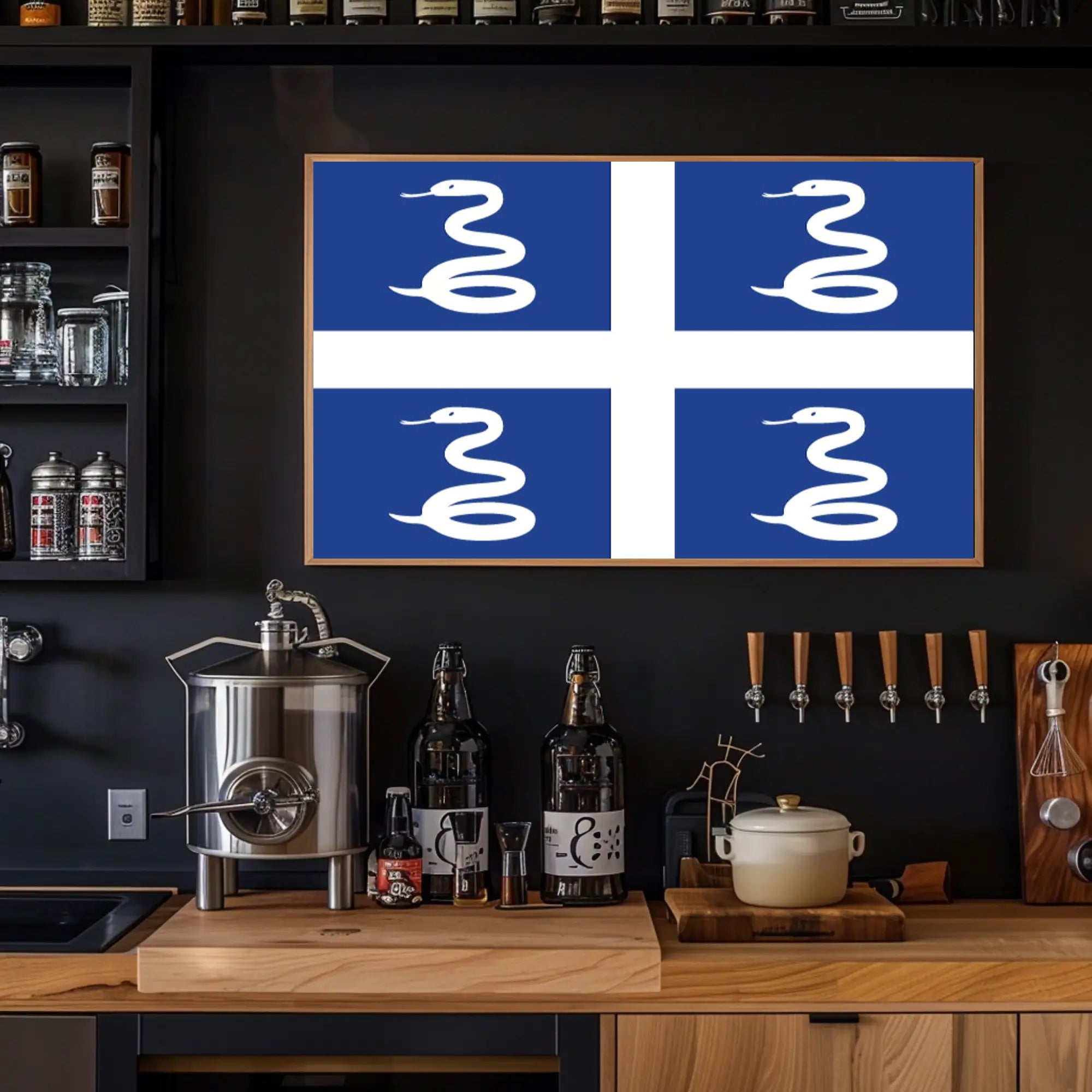 Martinique Emblem Flag Serpent Design Country Flag Poster PosterGoat