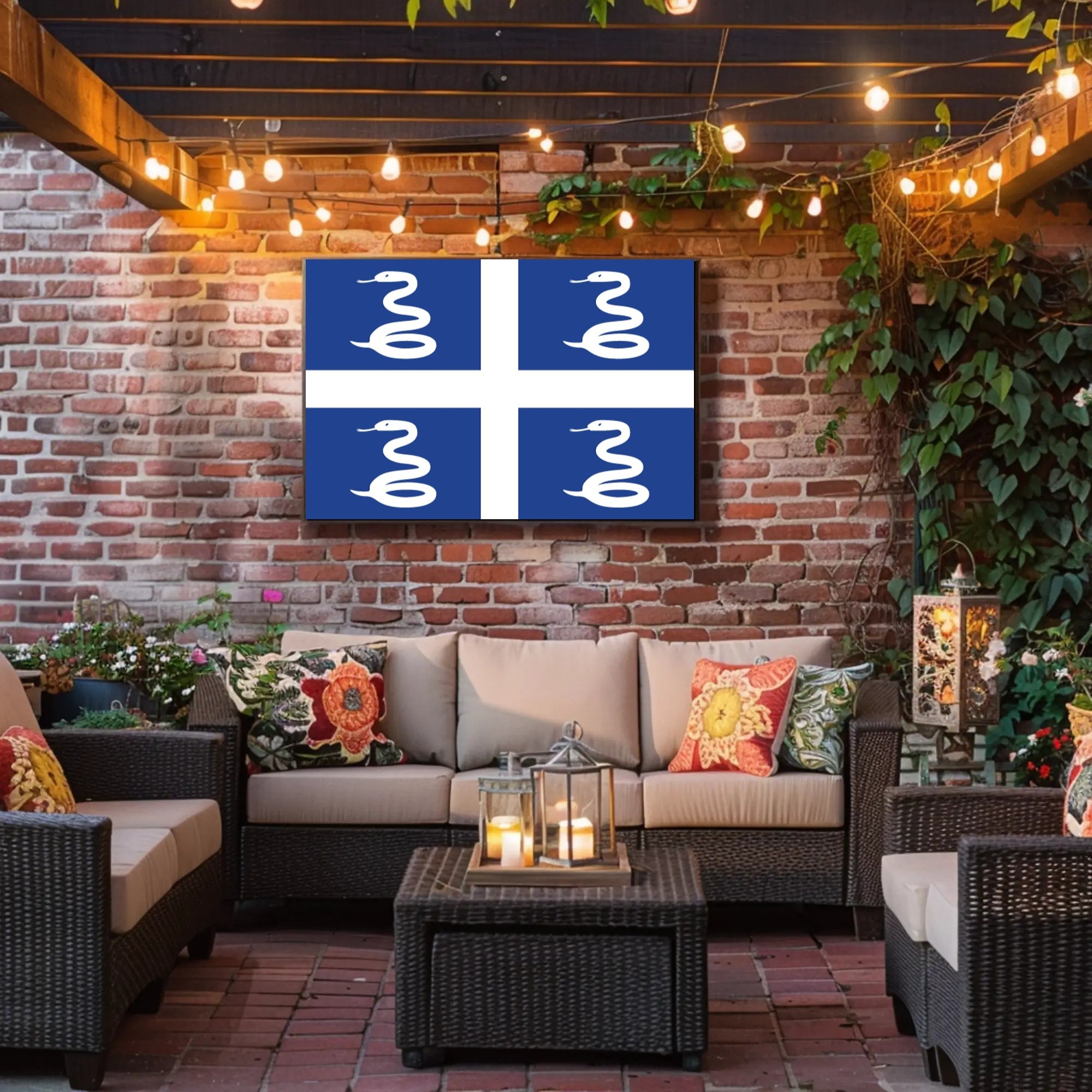 Martinique Emblem Flag Serpent Design Country Flag Poster PosterGoat