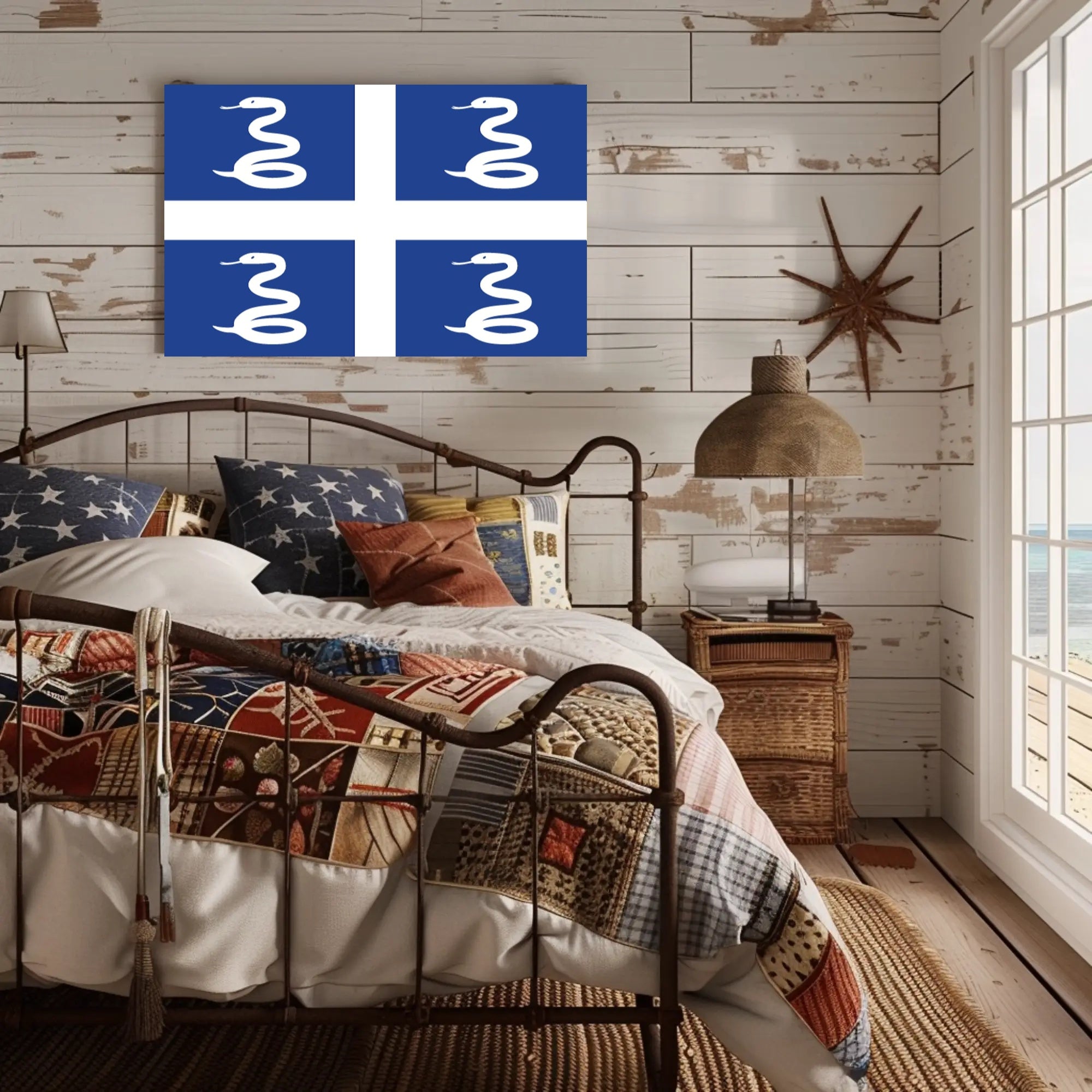 Martinique Emblem Flag Serpent Design Country Flag Poster PosterGoat