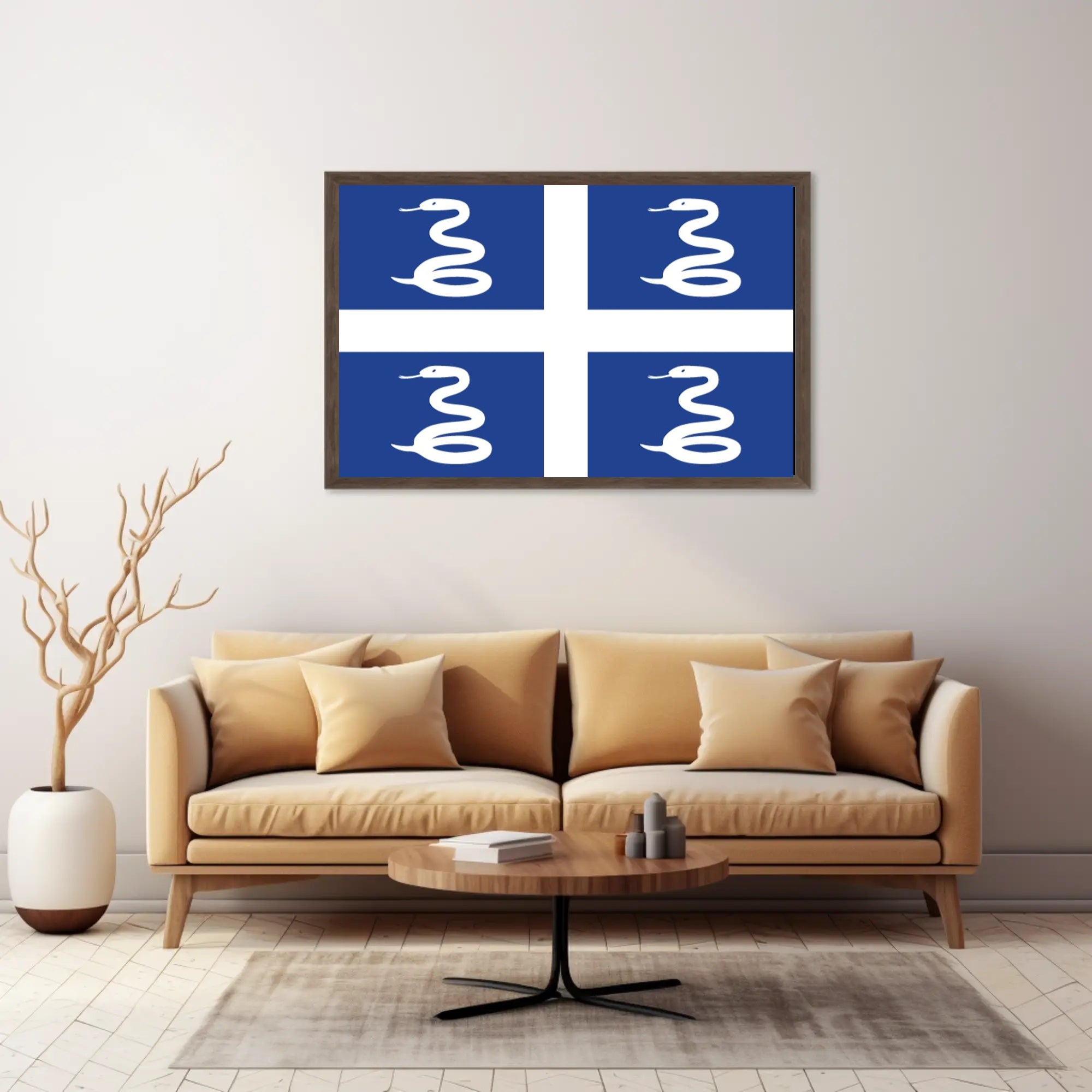 Martinique Emblem Flag Serpent Design Country Flag Poster PosterGoat