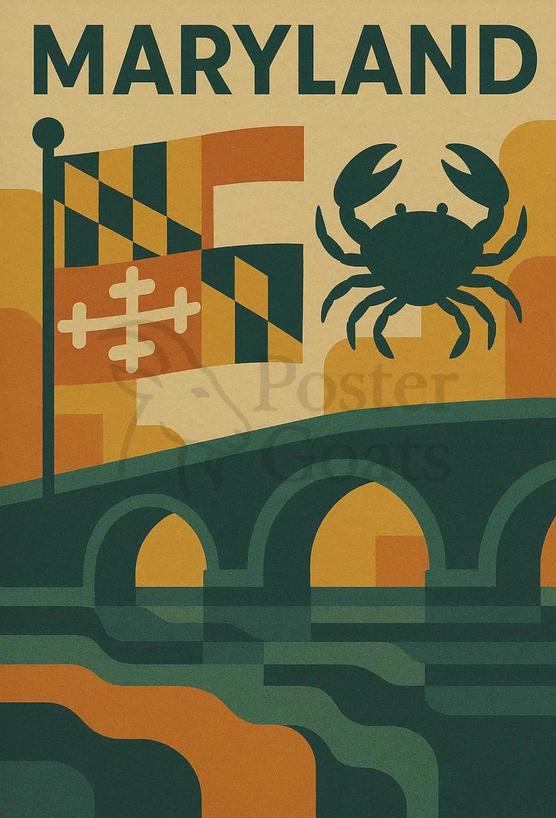 Maryland Coastal Charm Vintage Travel Poster PosterGoat