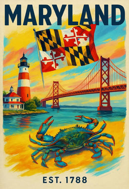 Maryland History Symbols Artistic Heritage Poster PosterGoat