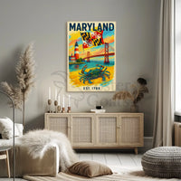 Maryland History Symbols Artistic Heritage Poster PosterGoat