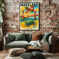 Maryland History Symbols Artistic Heritage Poster PosterGoat